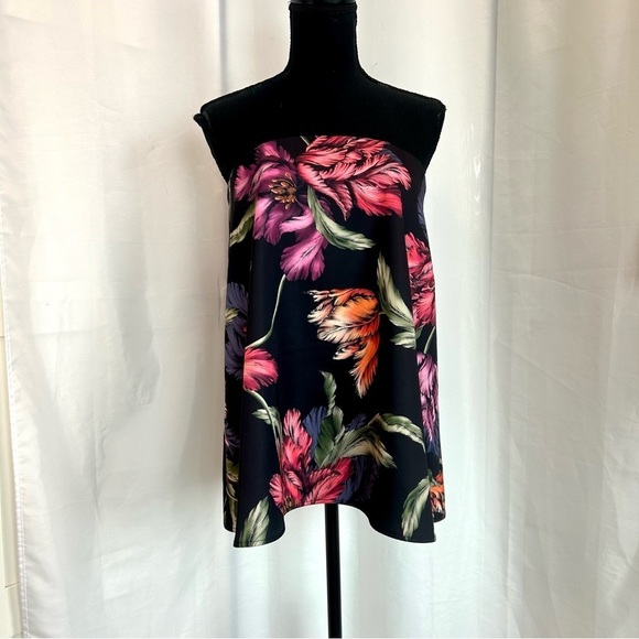 CAMEO black floral flower tropical strapless “Rather Be Bustier” in Night Lily S - Picture 2 of 11